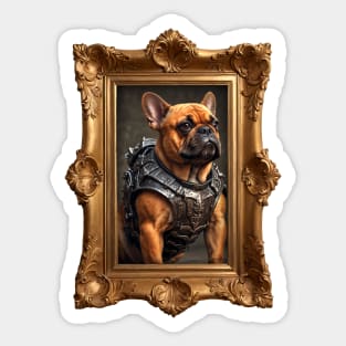 Framed Armored Orange French Bulldog Sticker